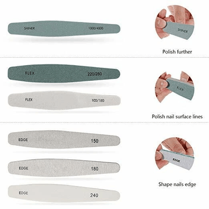 Pro Nail Files Set Double Sided Emery Boards Buffer  Shiner Kit For Salon  Home 3