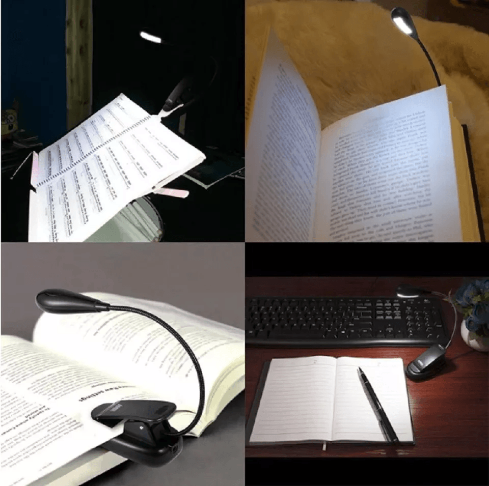 USB Rechargeable LED Book Light With Flexible ClipOn Portable Reading Lamp For Bed Travel Kindle  N