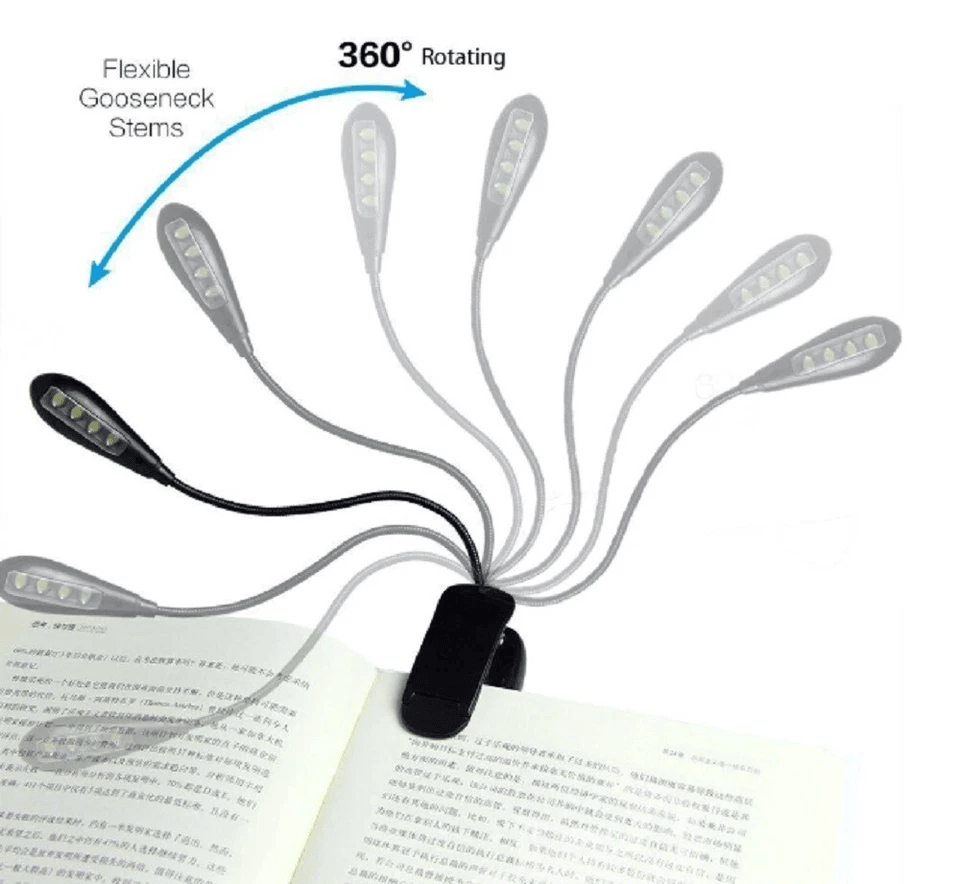 USB Rechargeable LED Book Light With Flexible ClipOn Portable Reading Lamp For Bed Travel Kindle  N