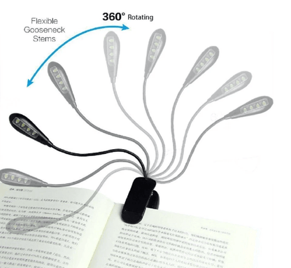 USB Rechargeable LED Book Light With Flexible ClipOn Portable Reading Lamp For Bed Travel Kindle  N