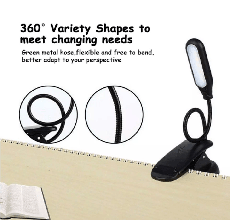 USB Rechargeable LED Book Light With Flexible ClipOn Portable Reading Lamp For Bed Travel Kindle  N