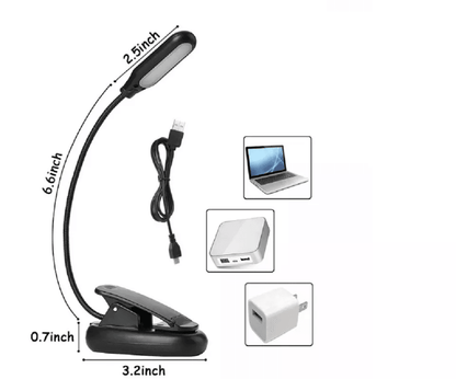 USB Rechargeable LED Book Light With Flexible ClipOn Portable Reading Lamp For Bed Travel Kindle  N