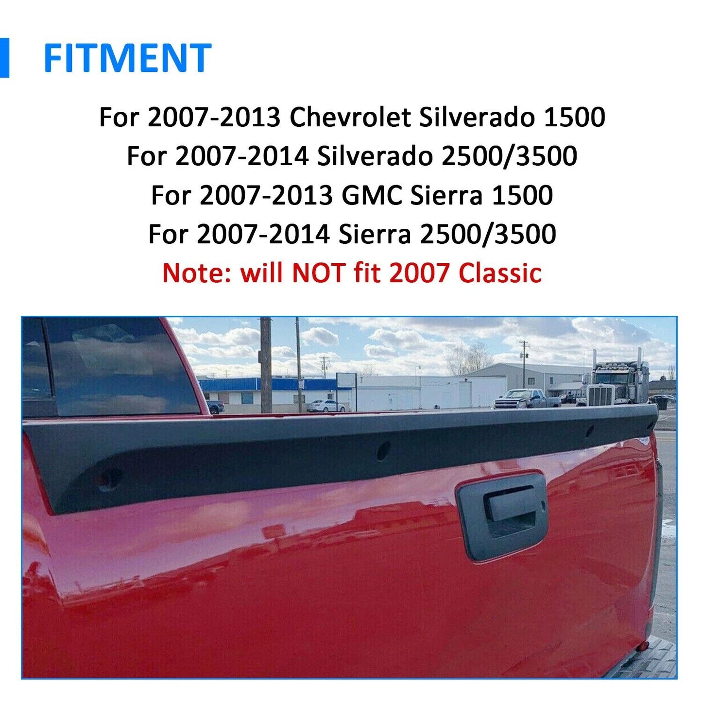 20072014 Chevy Silverado  Sierra Tailgate Top Protector  Spoiler Cap Cover  OEM Style Durable Prote 2
