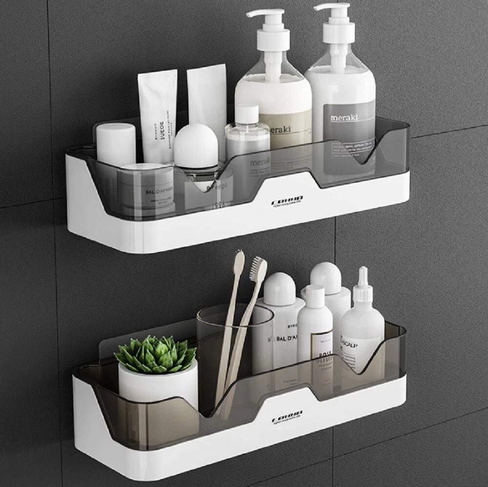 Sturdy Shower Caddy Wall Mounted SpaceSaving Bathroom Shelf Rack  Bath Storage Holder 6