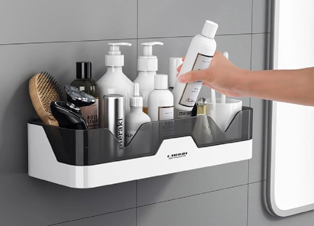 Sturdy Shower Caddy Wall Mounted SpaceSaving Bathroom Shelf Rack  Bath Storage Holder 3