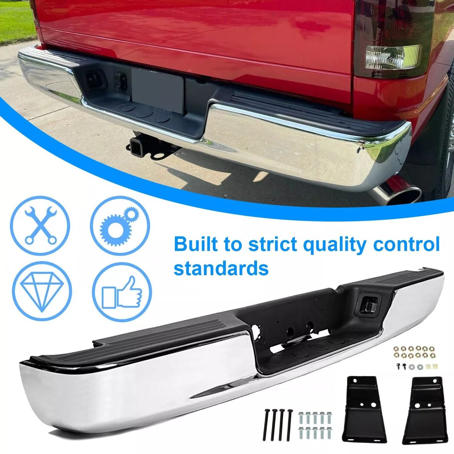 0408 Dodge RAM 1500 2500 3500 HD Chrome Rear Step Bumper Assembly  HeavyDuty Steel Replacement 13