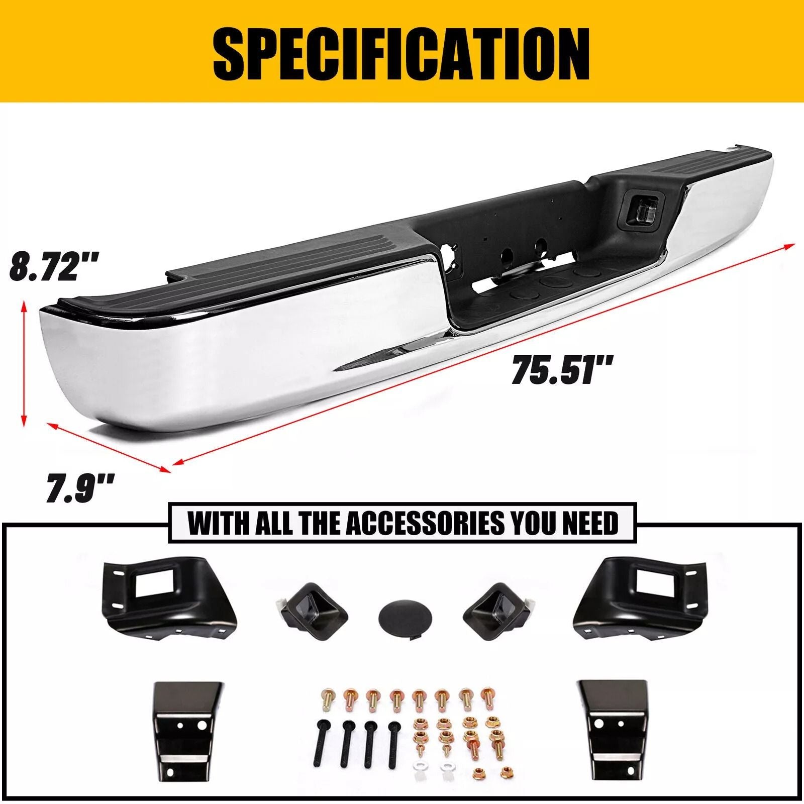 0408 Dodge RAM 1500 2500 3500 HD Chrome Rear Step Bumper Assembly  HeavyDuty Steel Replacement 15