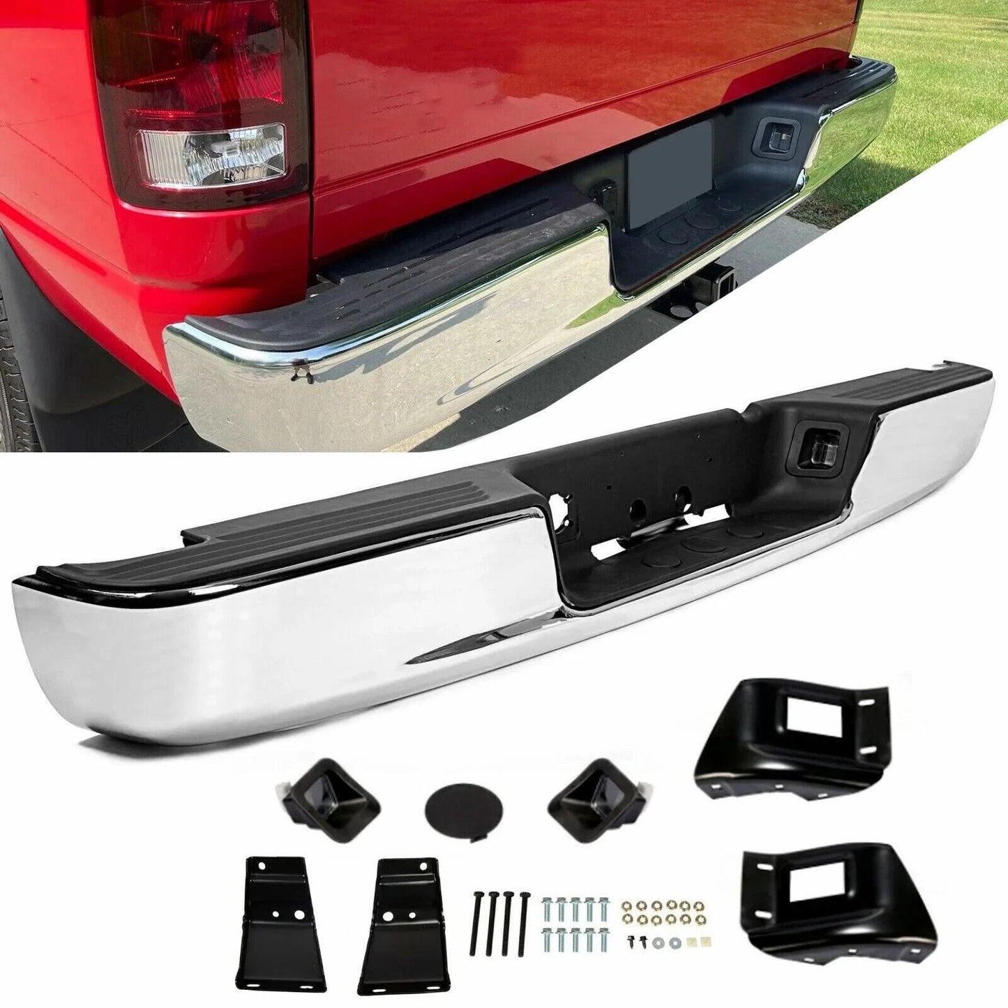 0408 Dodge RAM 1500 2500 3500 HD Chrome Rear Step Bumper Assembly  HeavyDuty Steel Replacement 18