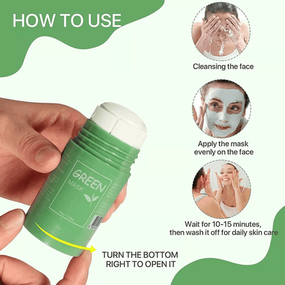 Green Tea Mask Stick For Facial Cleansing Oil Acne Blackhead Control  Deep Clean Pore Purifying Ski 3