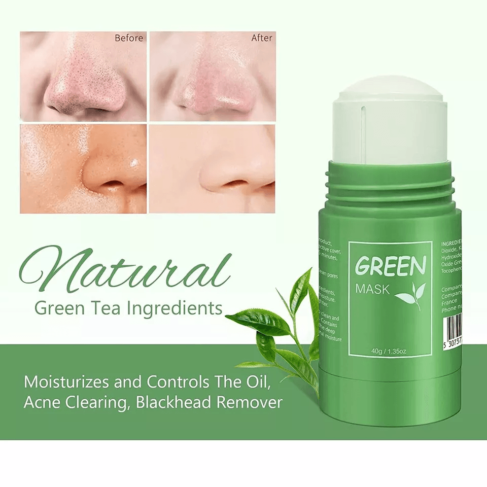 Green Tea Mask Stick For Facial Cleansing Oil Acne Blackhead Control  Deep Clean Pore Purifying Ski 1
