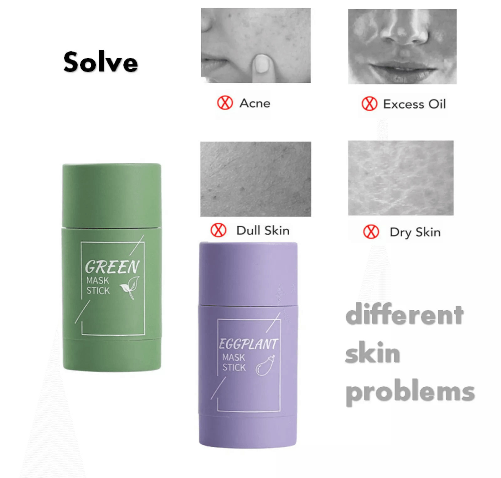 Green Tea Mask Stick For Facial Cleansing Oil Acne Blackhead Control  Deep Clean Pore Purifying Ski 9
