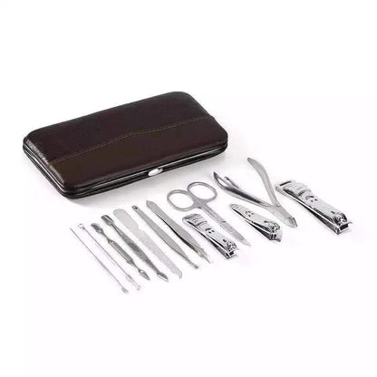 12PCS Professional Pedicure  Manicure Set Nail Clippers Cuticle Cleaner Grooming Kit With Case 0