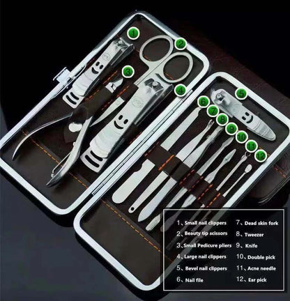 12PCS Professional Pedicure  Manicure Set Nail Clippers Cuticle Cleaner Grooming Kit With Case 2