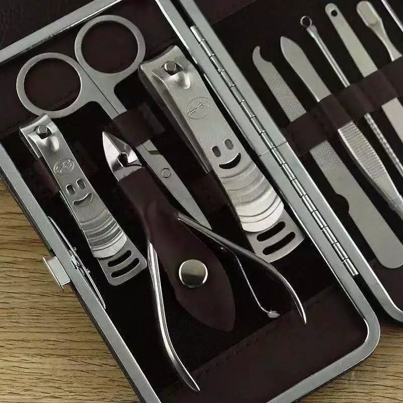 12PCS Professional Pedicure  Manicure Set Nail Clippers Cuticle Cleaner Grooming Kit With Case 6