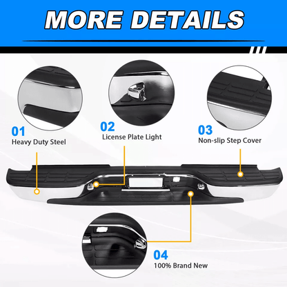 Complete Chrome Rear Bumper For Chevy Silverado  GMC Sierra Bolt On OE Fit No Drilling 3