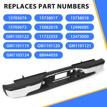 Complete Chrome Rear Bumper For Chevy Silverado  GMC Sierra Bolt On OE Fit No Drilling 2
