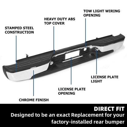 Complete Chrome Rear Bumper For Chevy Silverado  GMC Sierra Bolt On OE Fit No Drilling 1