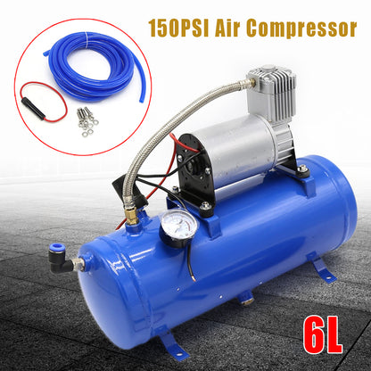 Air Horn Kit 6L mit 100 PSI 12V, Compact Luft Kompressor & Auto Tire Inflator Compressor