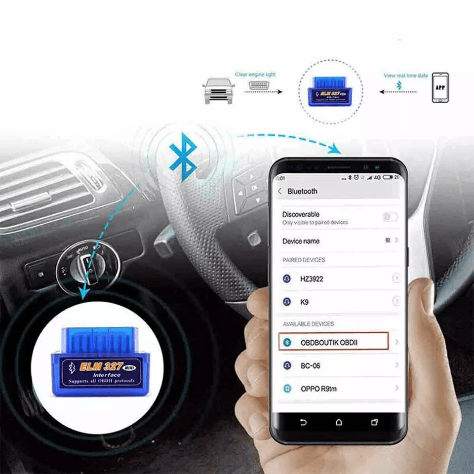 OBDII Bluetooth Car Scanner Code Reader ELM OBD2 Diagnostic Tool Engine Fault Reader Compatible Wit 1