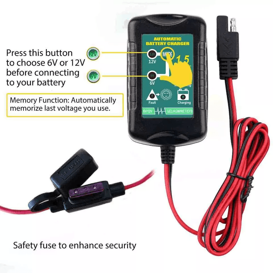 Automatic Battery Charger Maintainer Trickle Float For Motorcycle Car ATV Marine SLA AGM Gel Deep C 3