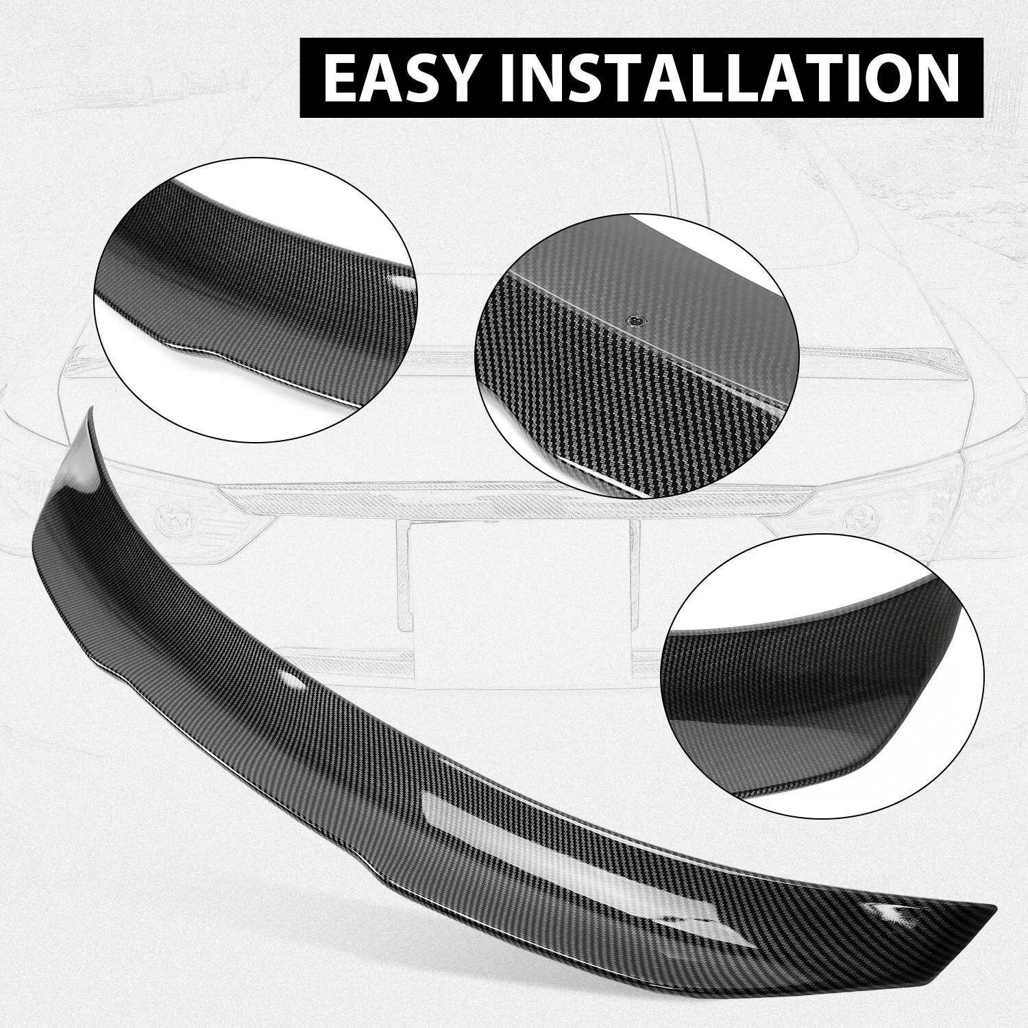 Duckbill Trunk Spoiler For Infiniti Q50 Carbon Fiber PSM Style Painted 3