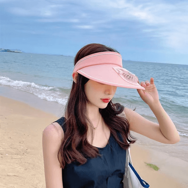 Cooling Fan Hat USB Rechargeable Sun Visor Cap for Outdoor Sports and Fishing