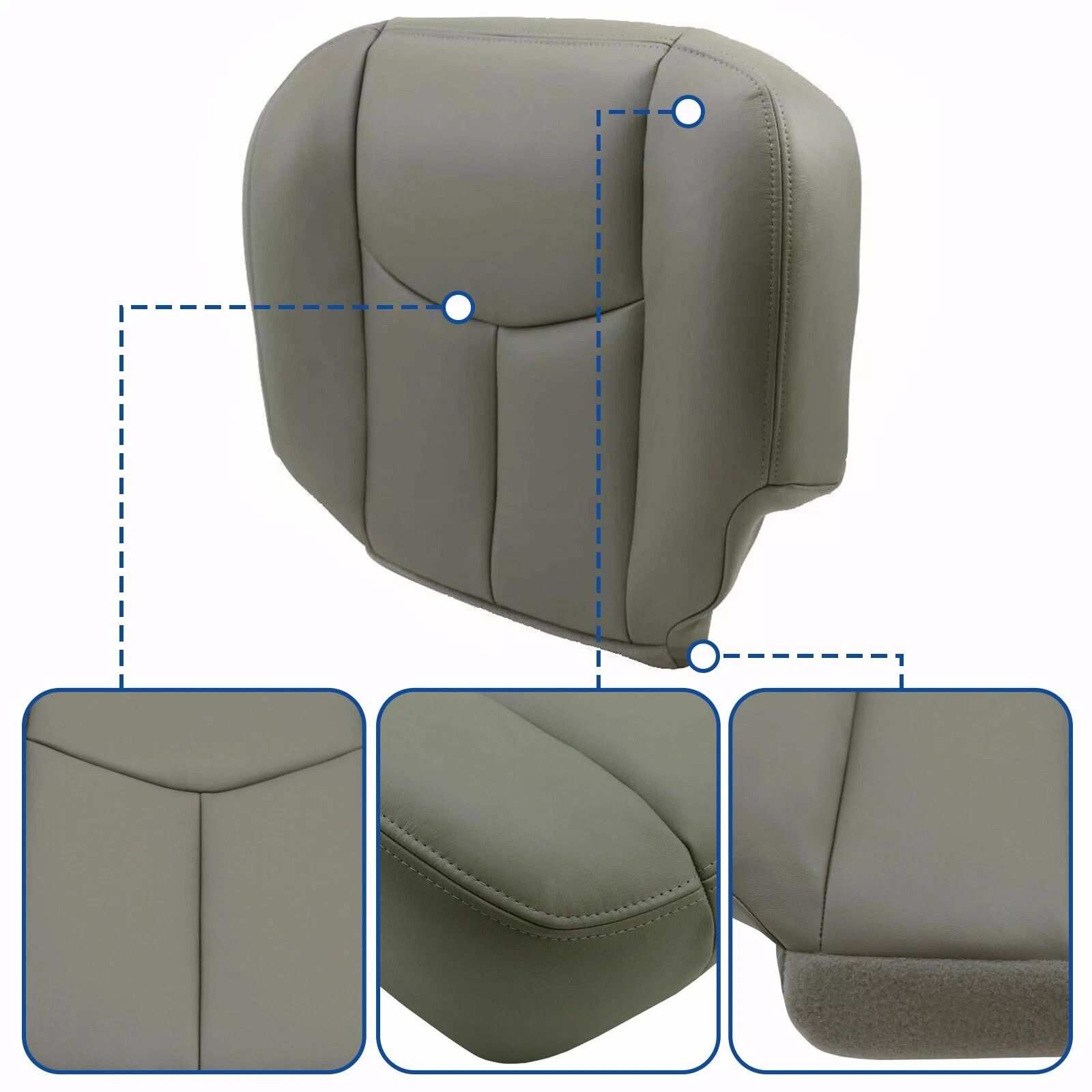 Chevy Tahoe Suburban Driver Bottom Leather Seat Cover Gray Exact Fit Waterproof  ScratchResistant 10