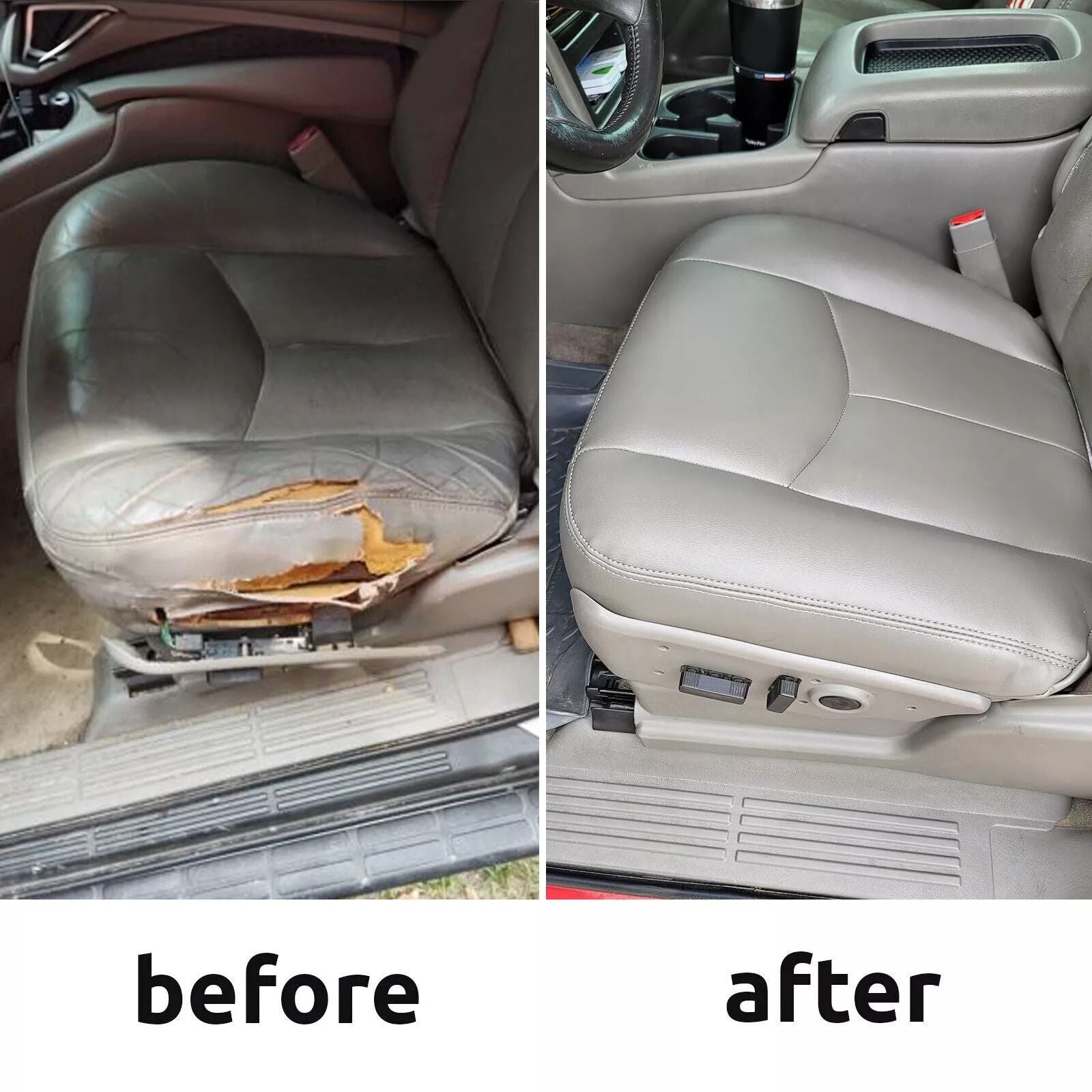 Chevy Tahoe Suburban Driver Bottom Leather Seat Cover Gray Exact Fit Waterproof  ScratchResistant 9