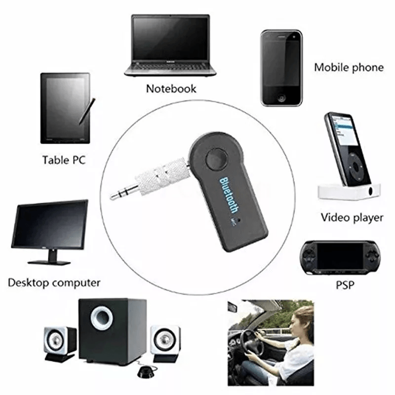 Bluetooth AUX Audio Stereo Receiver Wireless Music  Hands Free Calling Adapter For CarHome 3