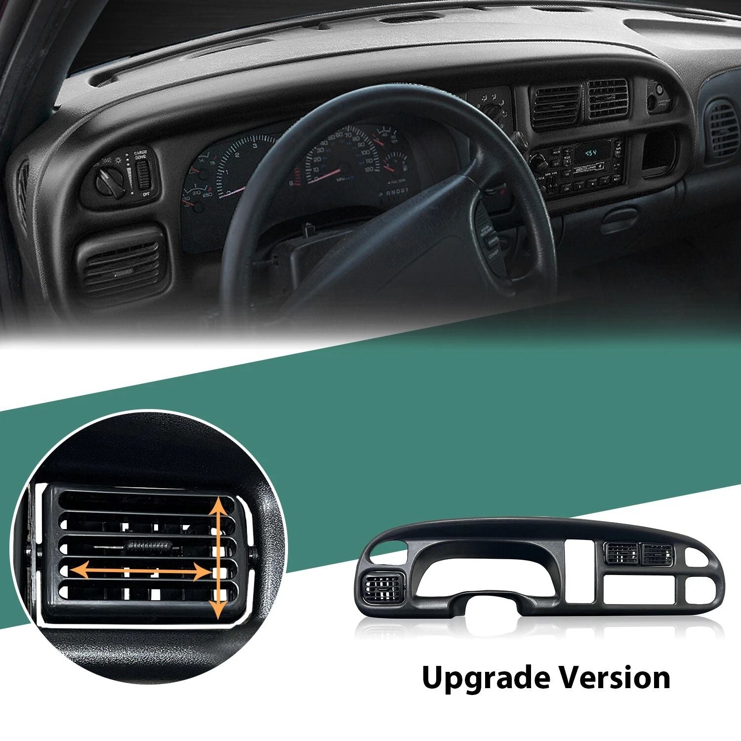 Black Dash Bezel With Vents For 982002 Dodge Ram 1500 2500 3500 Pickup  OEM Style Replacement 1