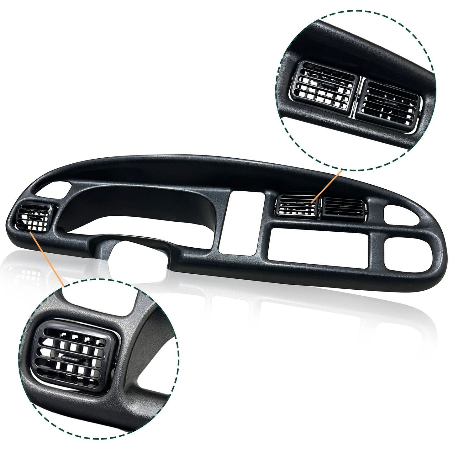 Black Dash Bezel With Vents For 982002 Dodge Ram 1500 2500 3500 Pickup  OEM Style Replacement 6