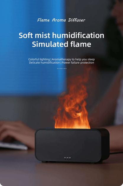 Flame Effect Aromatherapy Diffuser LED Mini Humidifier with Timer for Home and Office