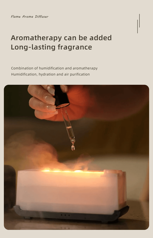 Flame Effect Aromatherapy Diffuser LED Mini Humidifier With Timer For Home And Office 3