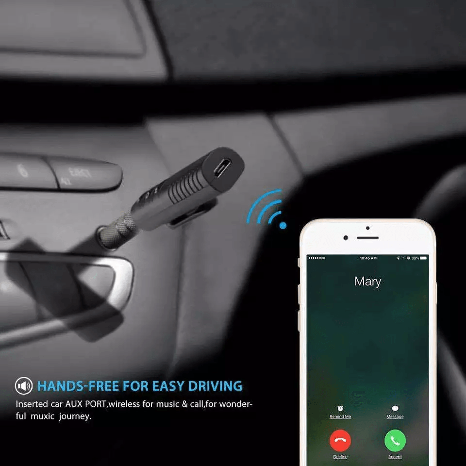 Wireless Bluetooth Receiver AUX Audio Stereo Music  Hands Free Car Adapter Built In Mic Dual Pairii 3