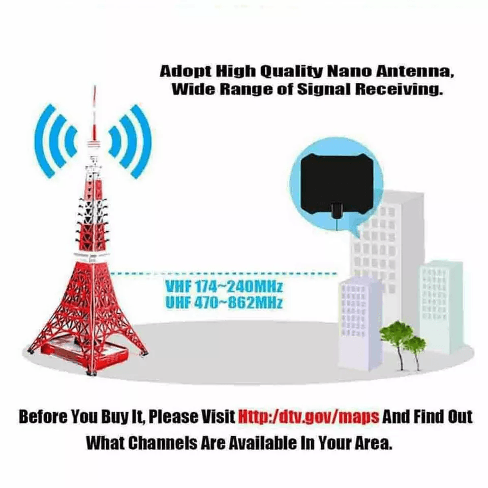 Digital TV Antenna Indoor HDTV Amplified Signal Booster 4K Long Range Indoor TV Aerial For Smart TV 8