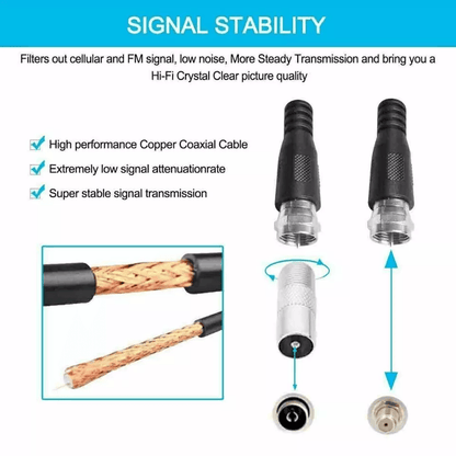 Digital TV Antenna Indoor HDTV Amplified Signal Booster 4K Long Range Indoor TV Aerial For Smart TV 5