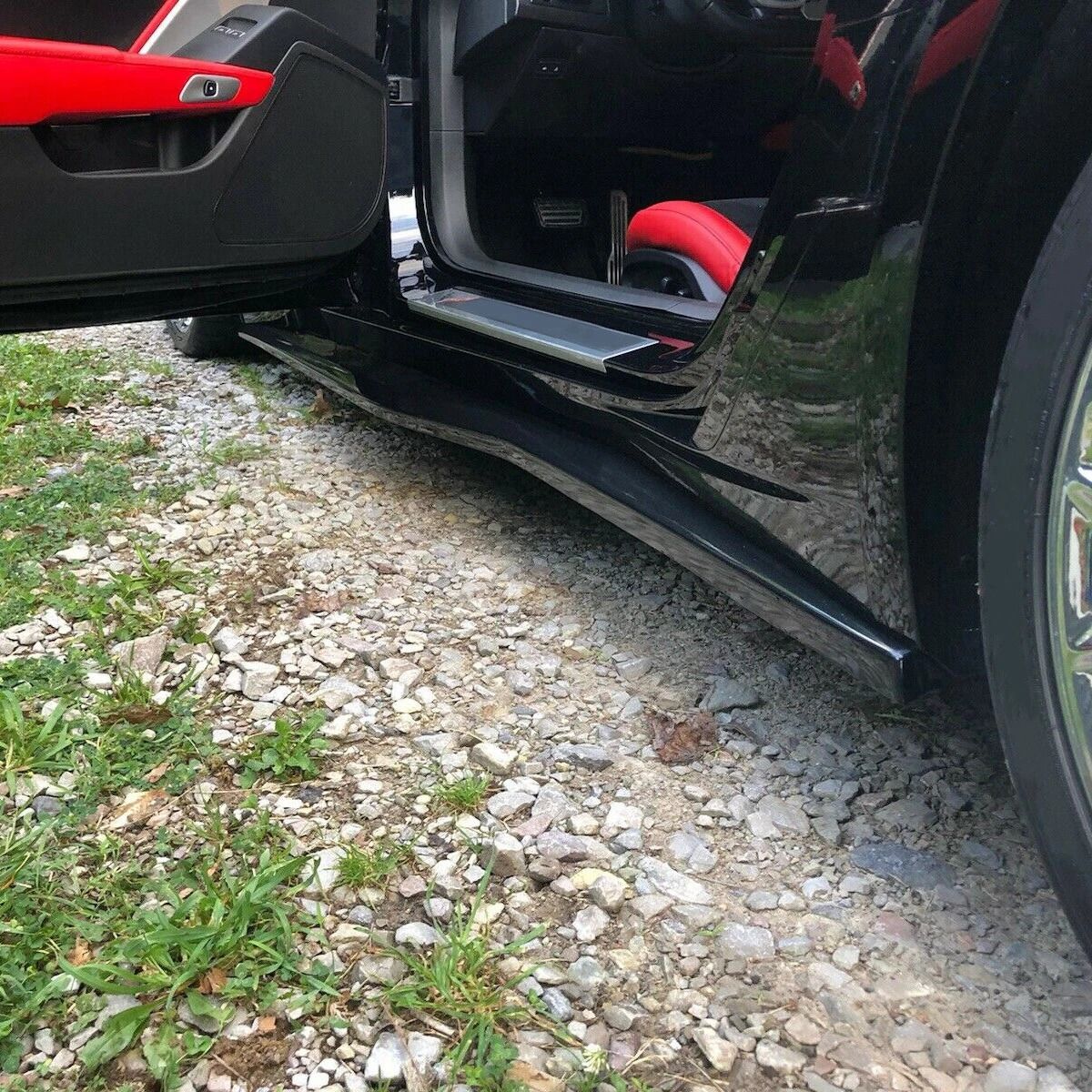 Gloss Black Z06 Style Side Skirt Extensions Splitter For 20142019 Corvette C7  Aggressive Styling U 2