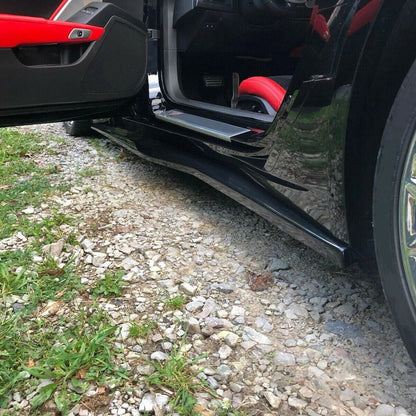 Gloss Black Z06 Style Side Skirt Extensions Splitter For 20142019 Corvette C7  Aggressive Styling U 2