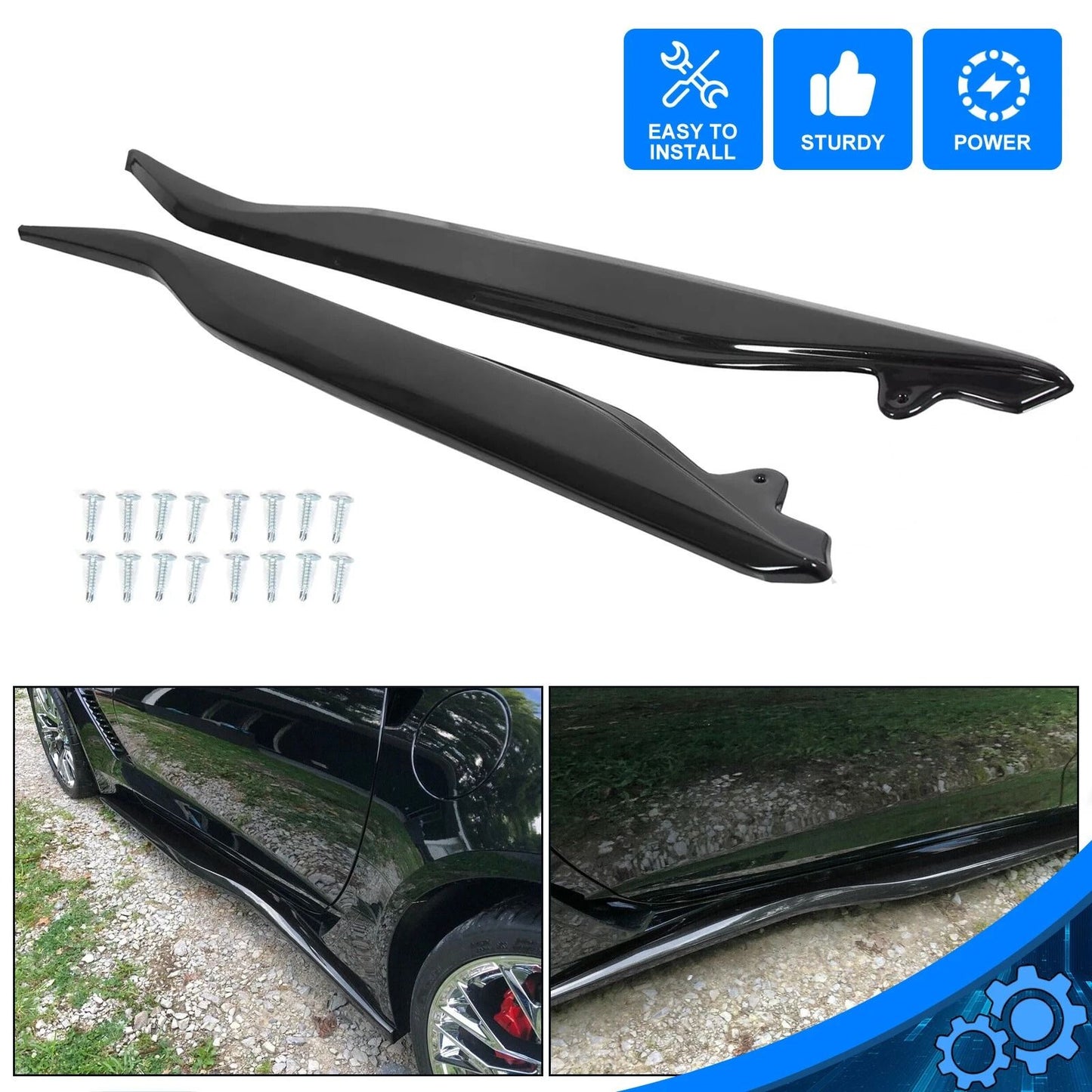 Gloss Black Z06 Style Side Skirt Extensions Splitter For 20142019 Corvette C7  Aggressive Styling U 5