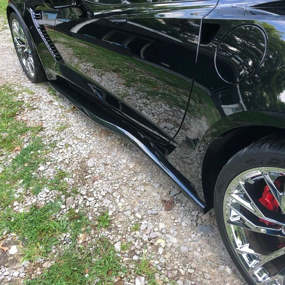 Gloss Black Z06 Style Side Skirt Extensions Splitter For 20142019 Corvette C7  Aggressive Styling U 1