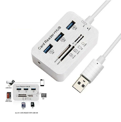 3in1 Aluminum USB 30 Hub  Memory Card Reader Supports MS SD M2 TF Cards 1