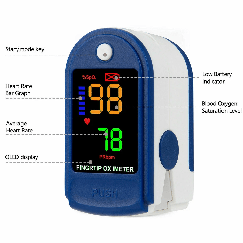 Finger Tip Pulse Oximeter Meter Oxygen Saturation Rate  Heart Blood Monitor Portable SpO2 Fingertip 10