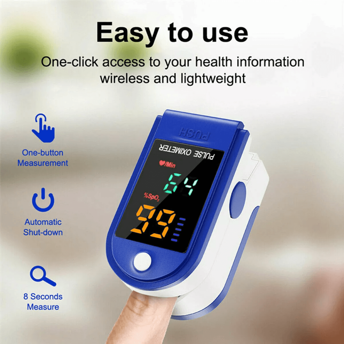 Finger Tip Pulse Oximeter Meter Oxygen Saturation Rate  Heart Blood Monitor Portable SpO2 Fingertip 6