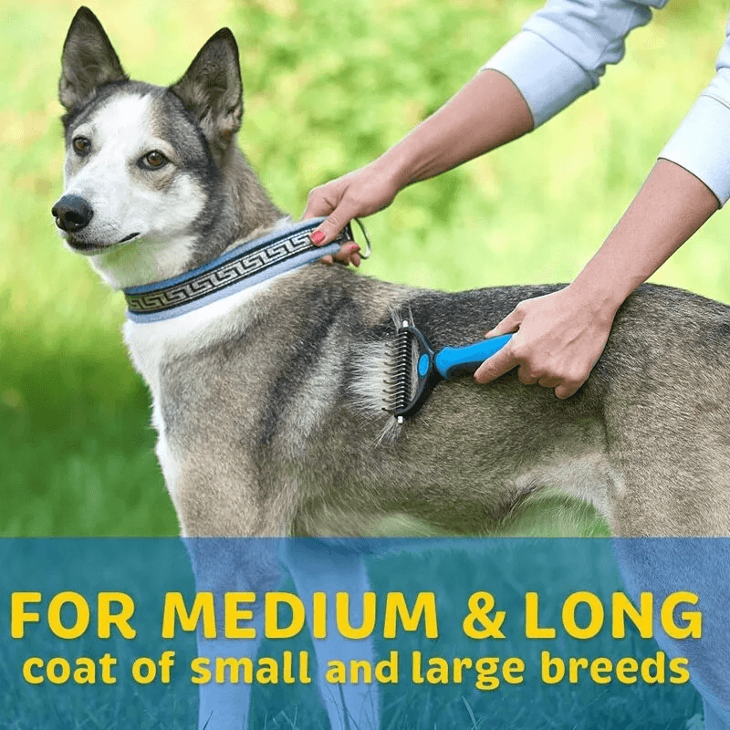 Double Sided Shedding Dematting Pet Grooming Brush Undercoat Rake Comb For Dogs  Cats 2