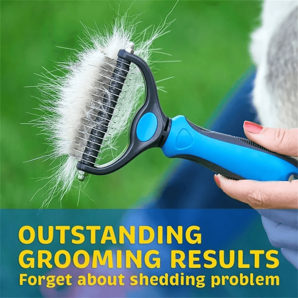 Double Sided Shedding Dematting Pet Grooming Brush Undercoat Rake Comb For Dogs  Cats 4