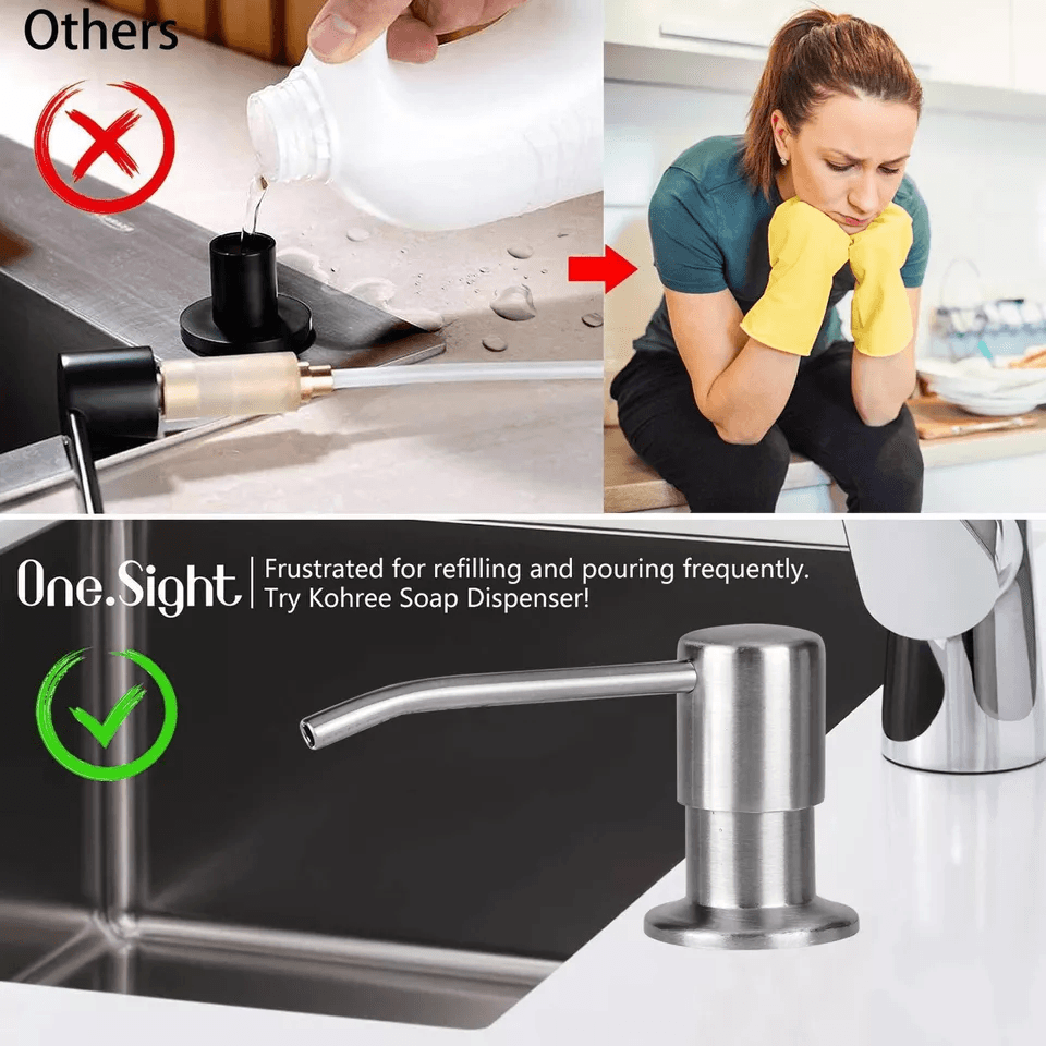 Sink Soap Dispenser Stainless Steel Kitchen Hands Liquid Pump Bottle Tube For Countertop BuiltIn Si 1