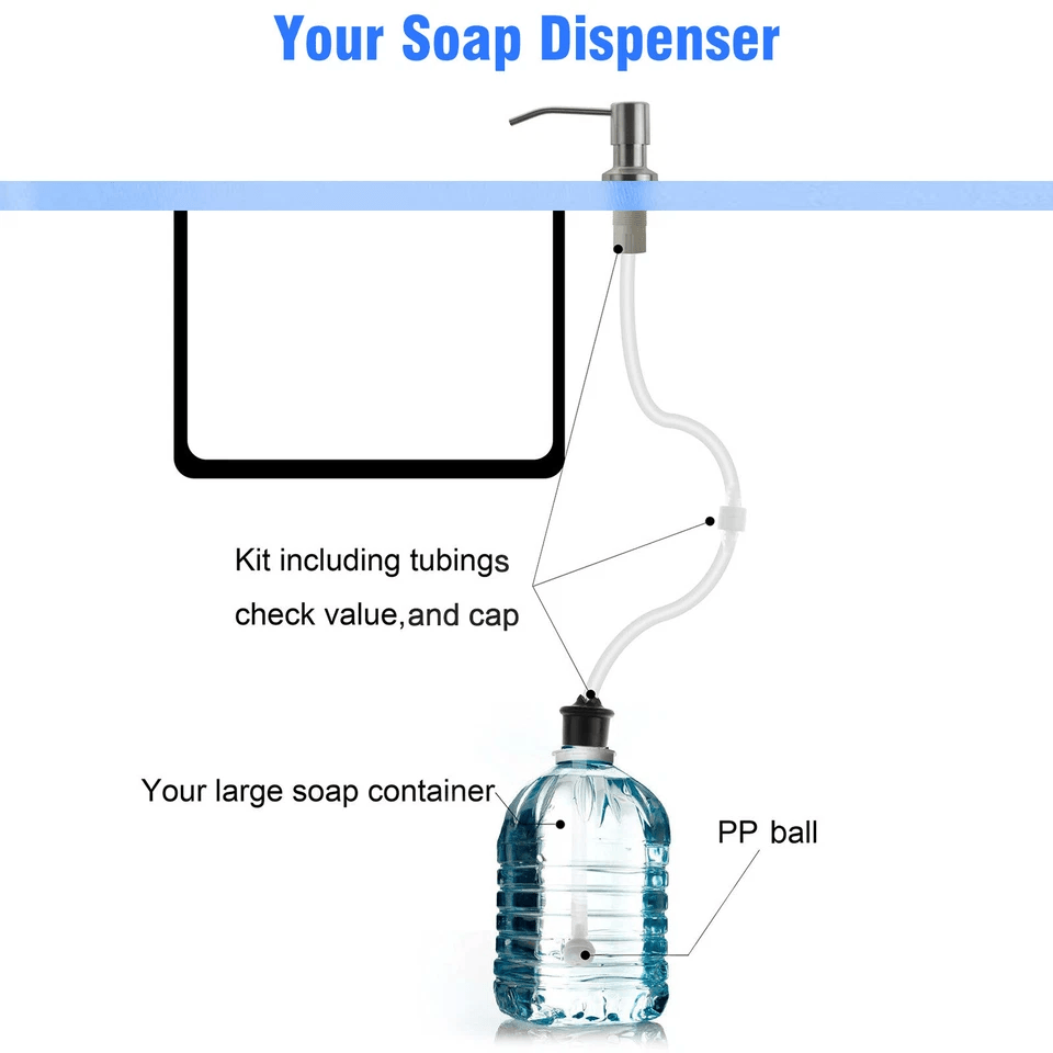 Sink Soap Dispenser Stainless Steel Kitchen Hands Liquid Pump Bottle Tube For Countertop BuiltIn Si 5