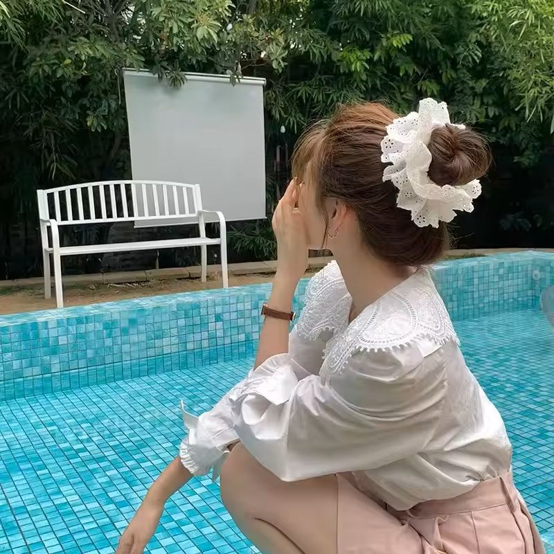 Lace Hair Scrunchies  Soft Elastic Hair Ties For Women Ponytails 2