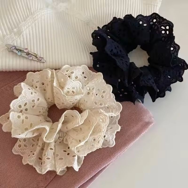Lace Hair Scrunchies  Soft Elastic Hair Ties For Women Ponytails 3