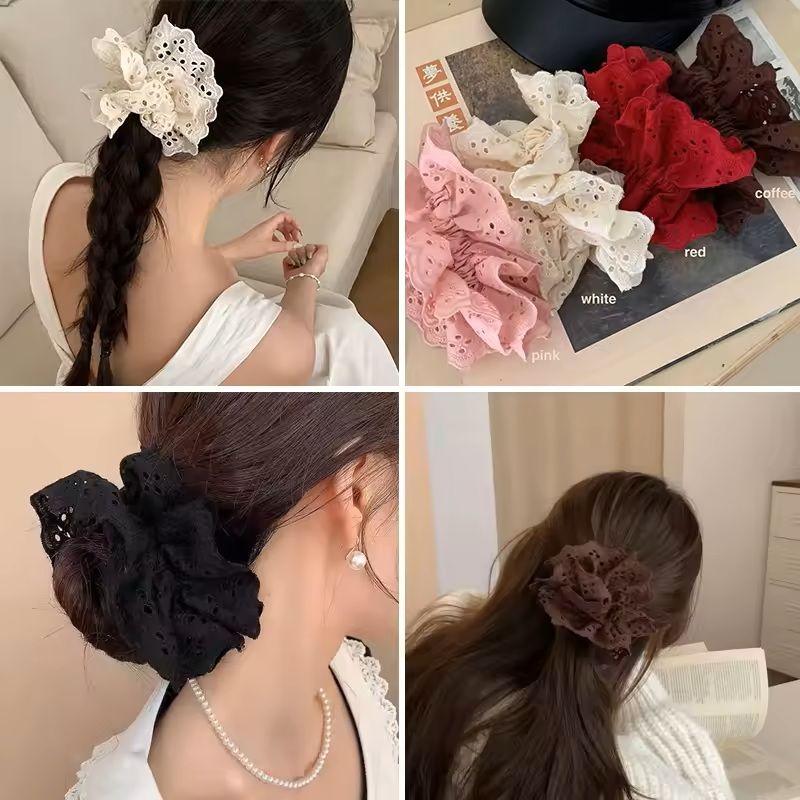 Lace Hair Scrunchies – Soft Elastic Hair Ties for Women Ponytails